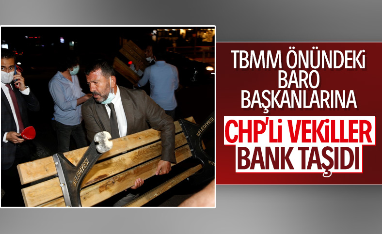 Ankara'da CHP'li vekiller baro eylemine bank taşıdı