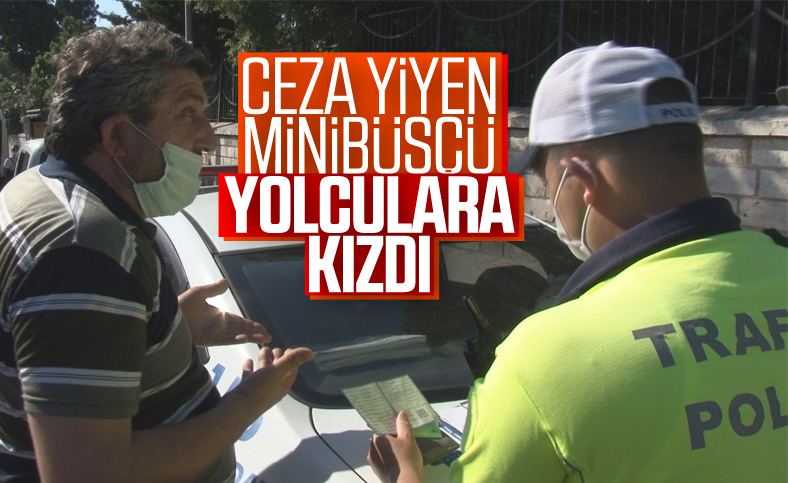Fatih'te minibüsçü ceza yiyince yolculara kızdı