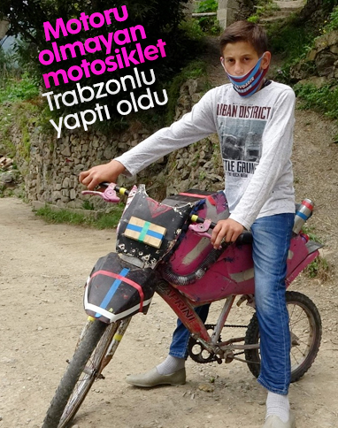 Trabzon'da küçük çocuk motorsuz motosiklet yaptı