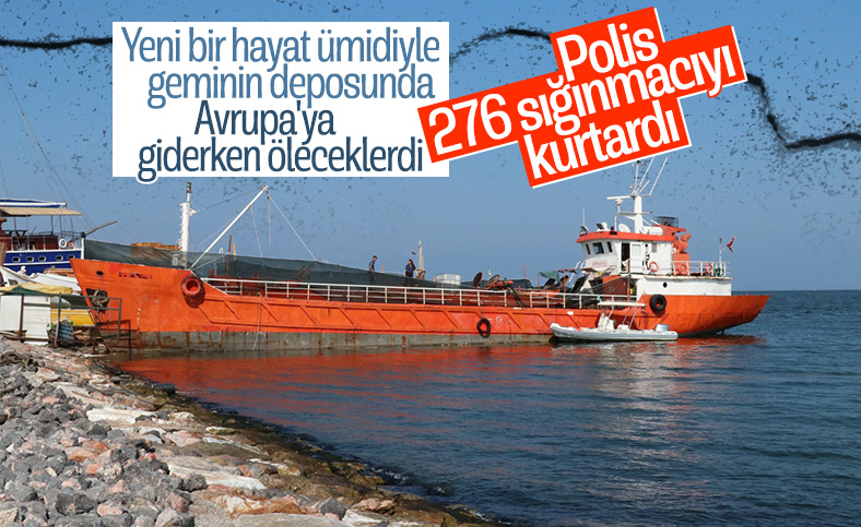 İzmir'de bir gemide 276 sığınmacı yakalandı