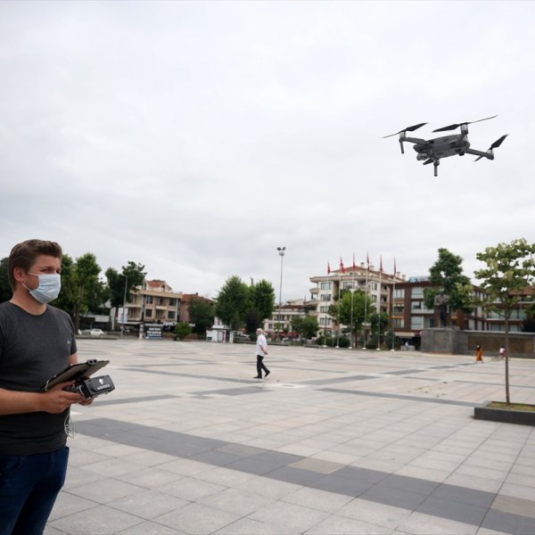 Düzce'de drone ile maske denetimi yapıldı