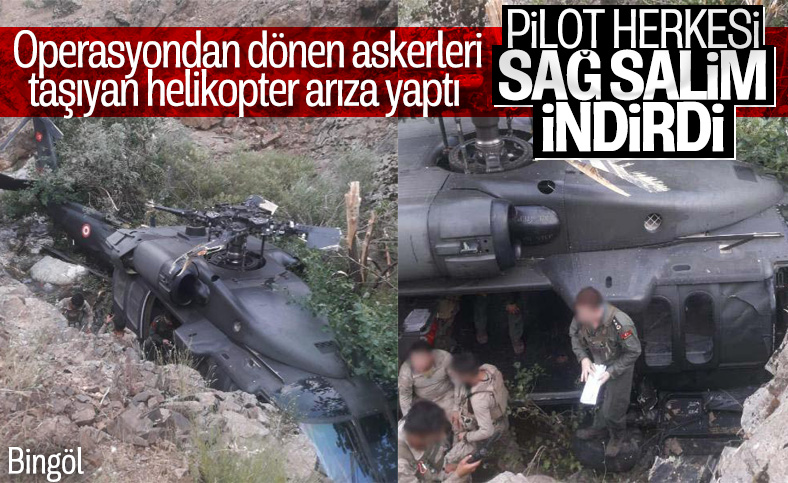 Bingöl'de helikopter arızalanınca zorunlu iniş yaptı