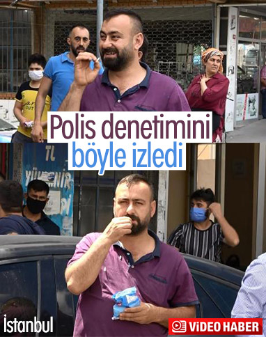 Sultangazi’deki polis denetimini çekirdekle izledi