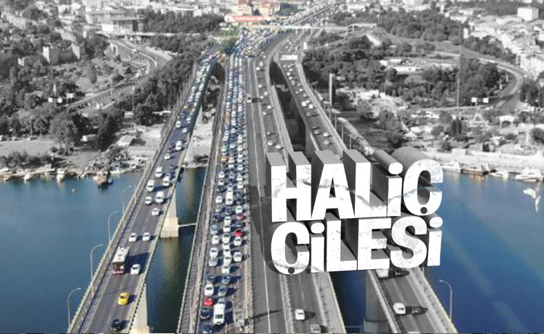Haliç'te haftanın ilk iş gününde trafik yoğunluğu