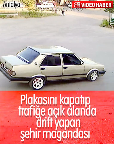 Antalya'da trafiğe açık alanda drift yapan araç kamerada