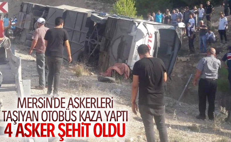 Mersin'de asker taşıyan otobüs devrildi: 4 şehit