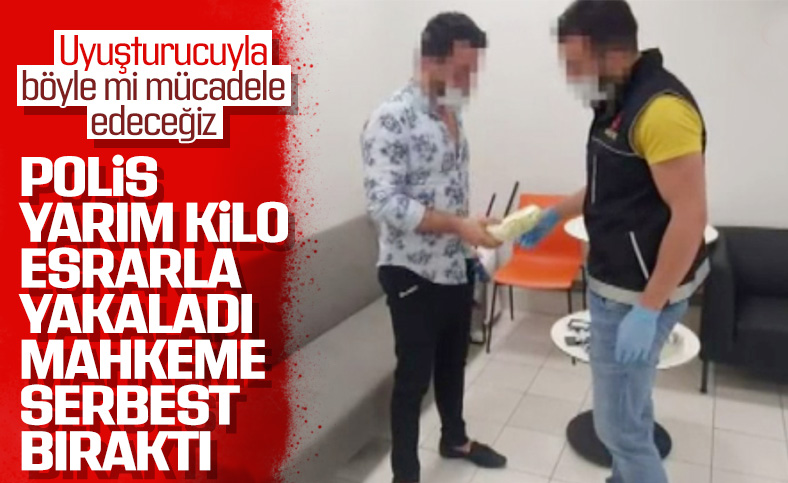 Üzerinden yarım kilo uyuşturucu çıktı, serbest bırakıldı
