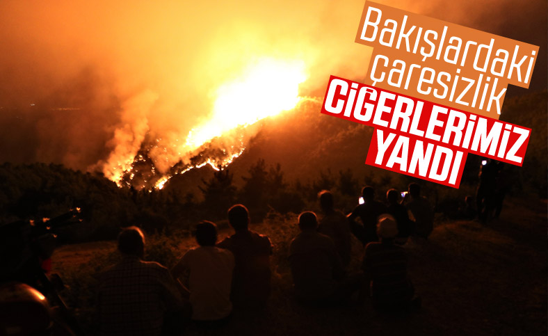 Manisalılar, orman yangınını çaresizlik içinde izledi