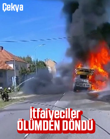 Çekya’da itfaiyecilerin ölümden kurtulduğu anlar