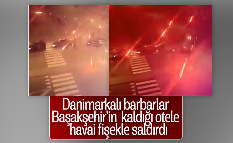 Başakşehir'in kaldığı otele havai fişek attılar