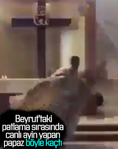 Beyrut'taki patlama kilise canlı yayınına yansıdı