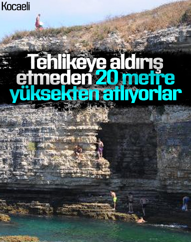 Kocaeli'de gençler kayalıklardan denize atlıyor
