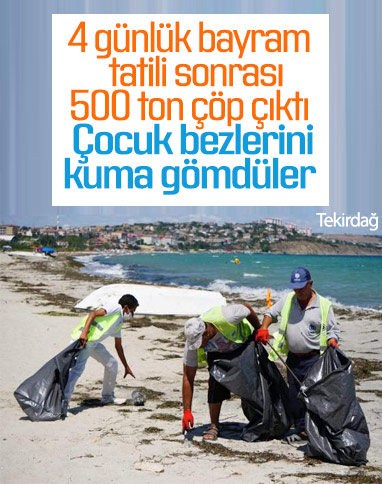 Tekirdağ'ın tatil beldesinde 500 ton çöp toplandı
