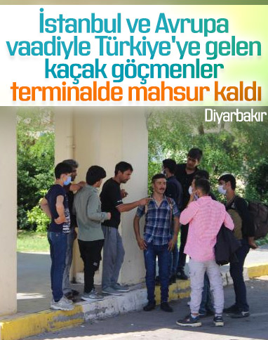 Diyarbakır'da kaçak göçmenler otogarda mahsur kaldı