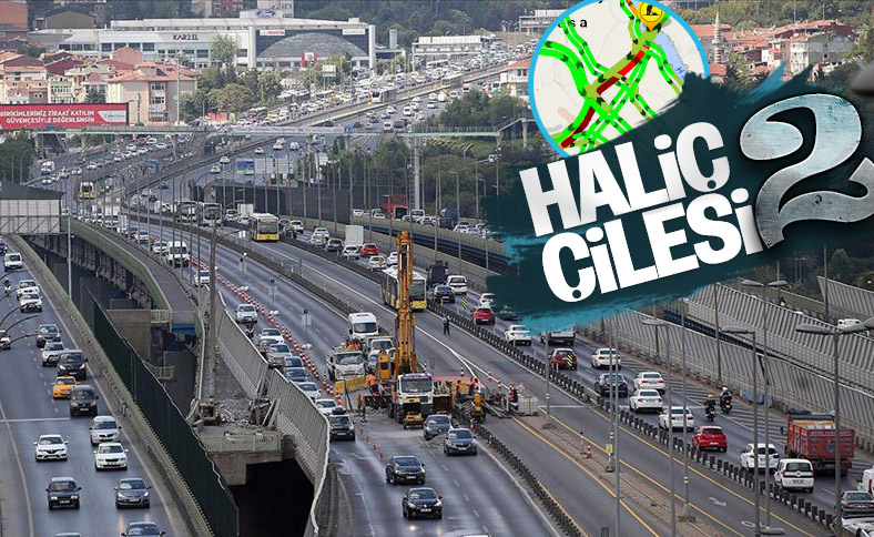 Haliç Köprüsü'ndeki çalışmalar trafiği kilitledi
