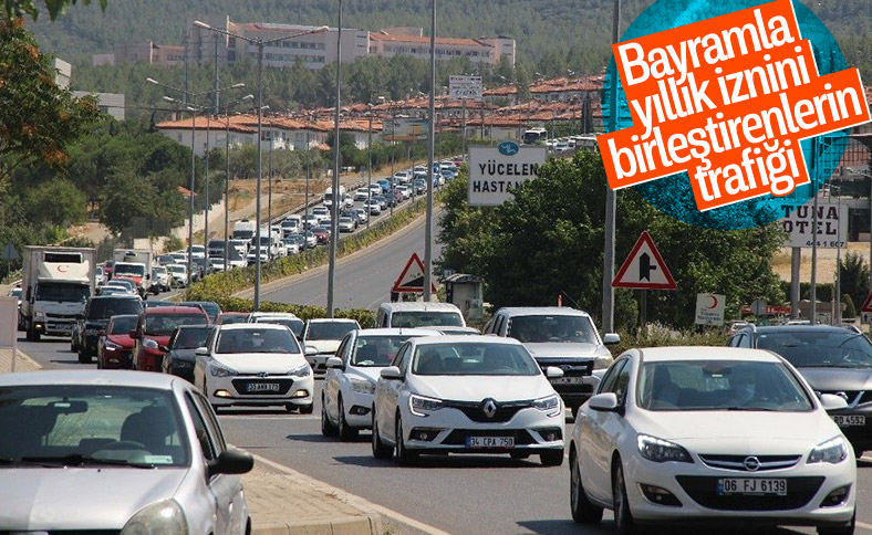 Tatil dönüşü Muğla civarında yoğun trafik
