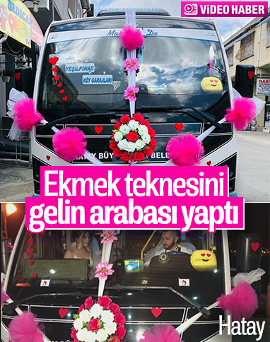 Hatay'da çalıştığı minibüsünü gelin arabası yaptı