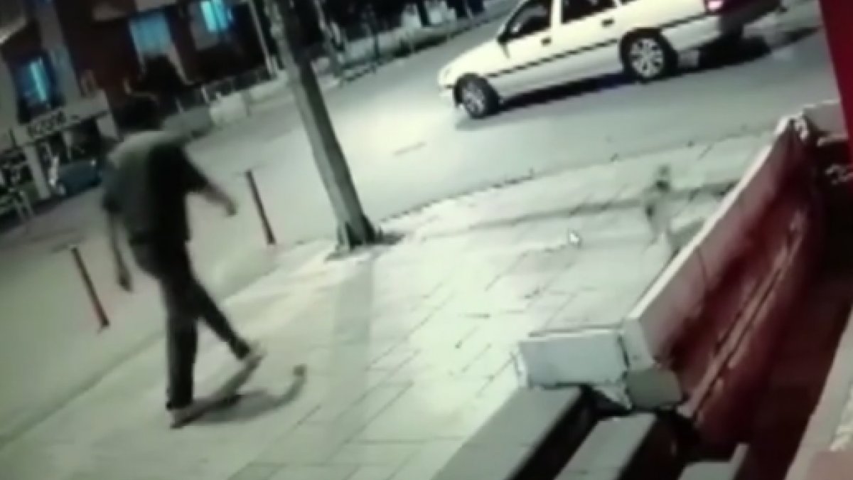 Denizli'de sokak kedisini tekmeleyen şahıs