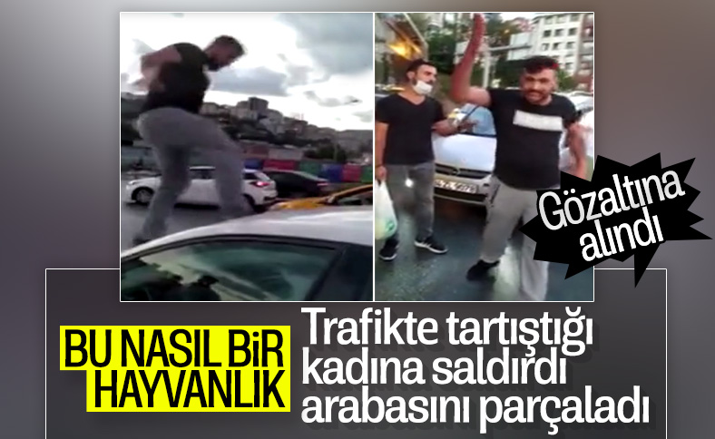 Alibeyköy'de bir kişi trafikte kadına saldırdı