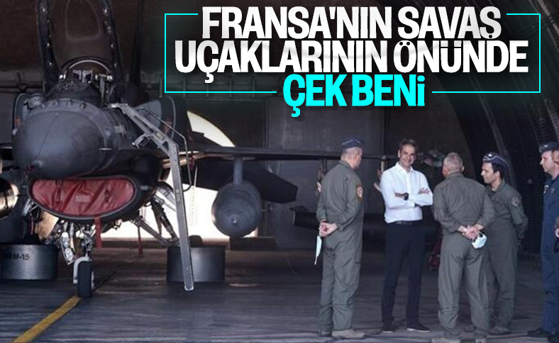 Miçotakis Fransız savaş uçaklarının önünde poz verdi