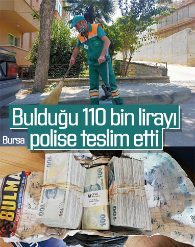Bursa'da 110 bin lira bulan temizlik görevlisinden örnek hareket