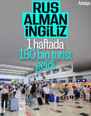 Antalya'ya bir haftada 180 bin turist geldi