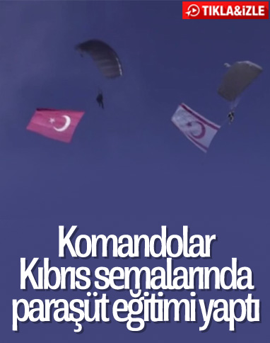 Kıbrıs semalarında paraşüt eğitimi