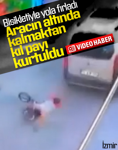 İzmir'de bisikletli çocuk ezilmekten kıl payı kurtuldu