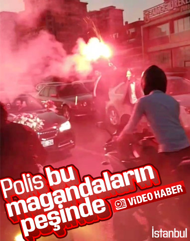 İstanbul’da patinajlı, meşaleli ve kuralsız düğün konvoyu