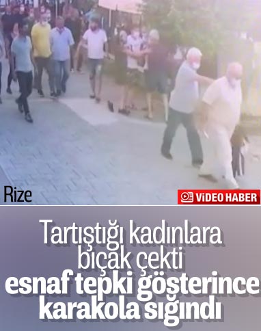 Rize'de bıçaklı saldırgan karakola sığındı