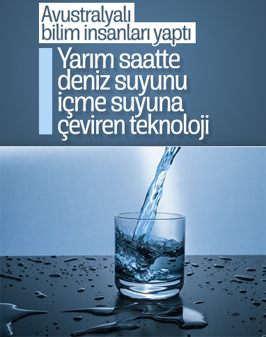 Araştırmacılar, yarım saatte deniz suyunu içme suyuna dönüştürdü
