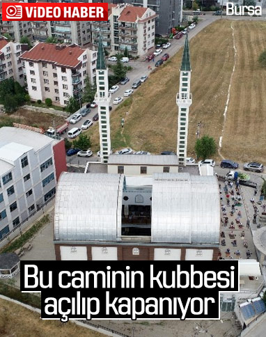 Bursa'da kubbesi açılan camide klimaya gerek yok