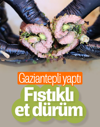 Gaziantepli kebapçı, fıstıkla eti buluşturdu