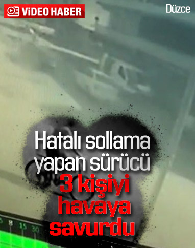 Düzce’de feci kaza: 3 kişi metrelerce havaya savruldu