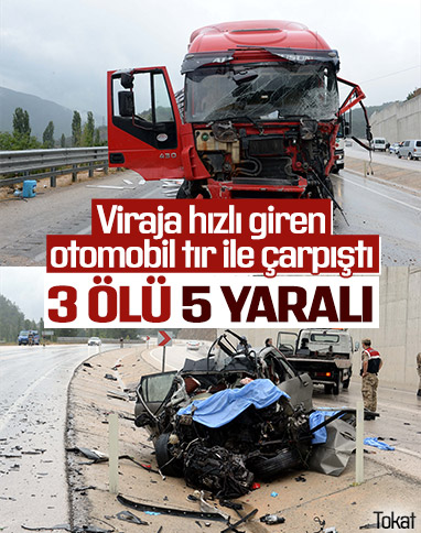 Tokat'ta otomobil ile tır çarpıştı