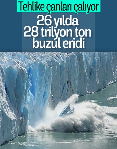 Dünyada 1994'ten bu yana 28 trilyon ton buzul eridi