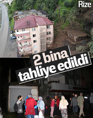 Rize'de heyelan nedeniyle 2 bina tahliye edildi
