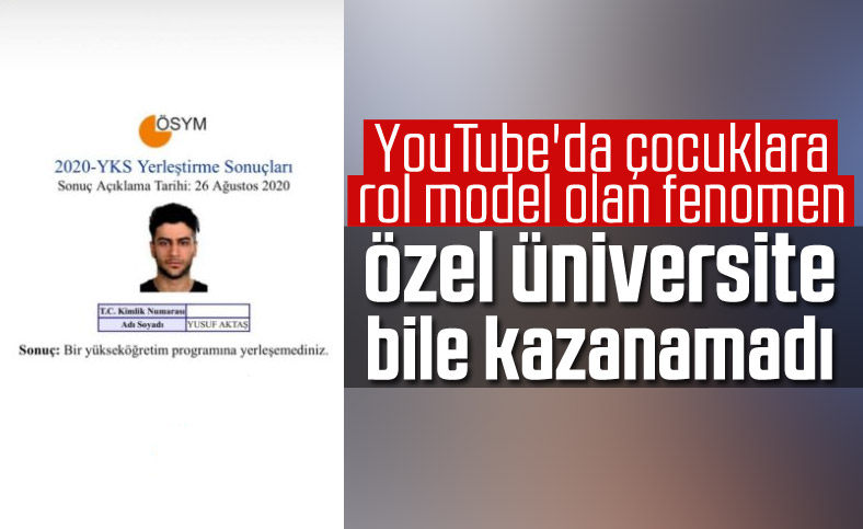 Reynmen lakaplı Yusuf Aktaş, YKS yerleştirme sonucunu paylaştı
