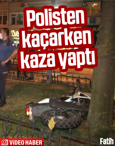 Fatih'te polisten kaçan motosiklet sürücüsü kaza yaptı