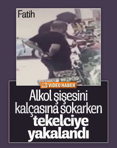 Fatih’te tekel bayisinden alkol çalarken yakalandı