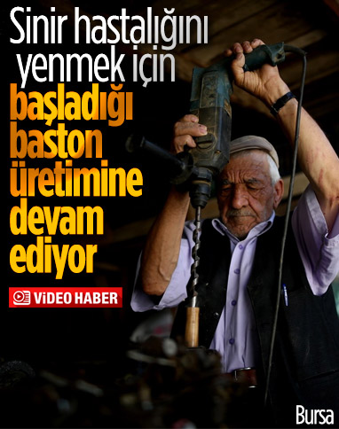 Bursa'da 78 yaşındaki vatandaş, baston üretmeye devam ediyor