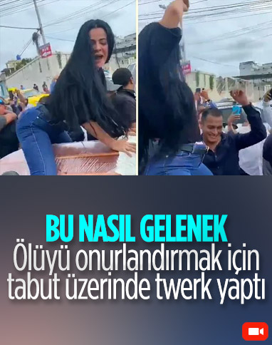 Tabutun üzerinde twerk yapan kadın