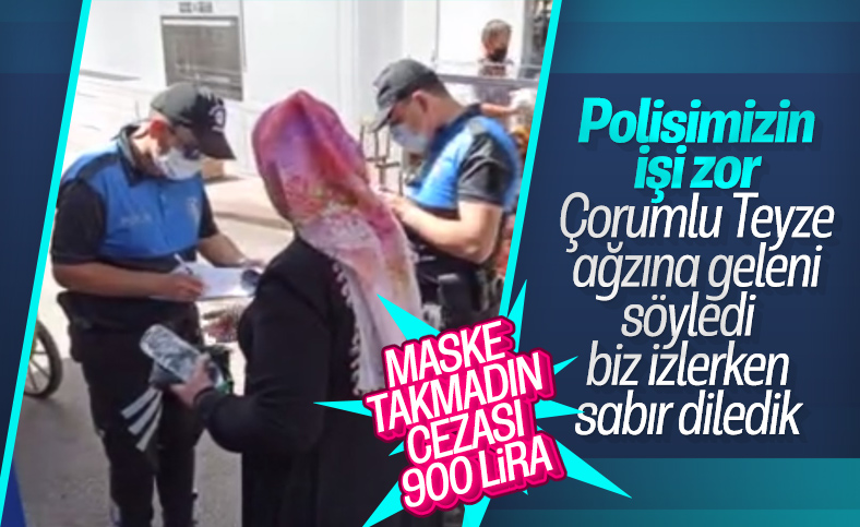 Çorum'da maske takmayan kadın, polisle tartıştı