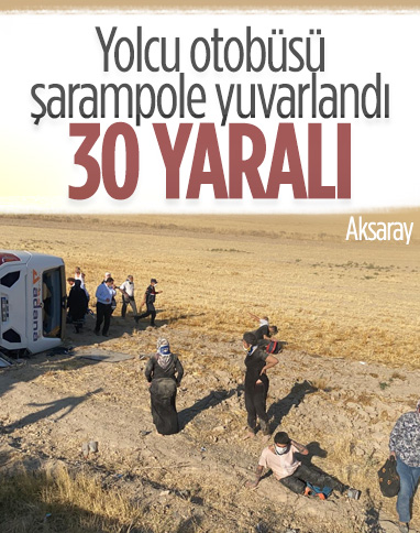 Aksaray'da yolcu otobüsü devrildi