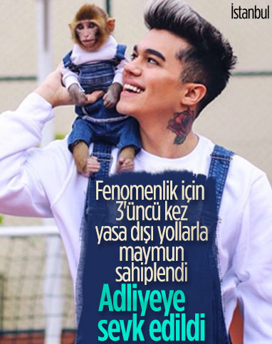 Sosyal medya fenomeni Meriç İzgi 3'üncü kez kaçak maymun alması sebebiyle gözaltına alındı