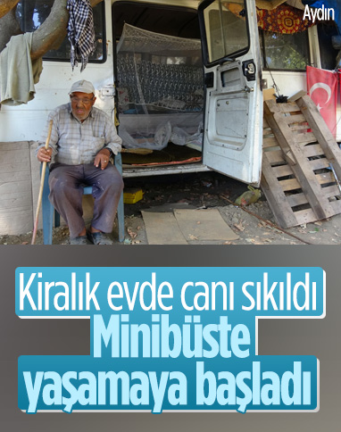 Aydın'da yaşlı adam sıkılıp minibüste yaşamaya başladı