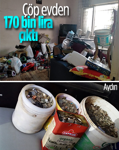 Aydın'da çöp evden yüklü miktarda para çıktı
