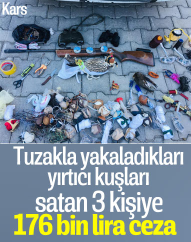Kars'ta, tuzakla yırtıcı kuş avlayan 3 kişiye 176 bin lira ceza