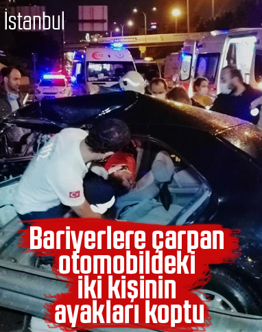 İstanbul’da otomobil bariyerlere girdi: 2 yaralı
