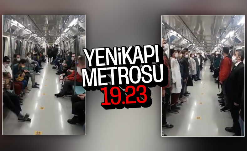 Yenikapı Hacıosman metrosunda, 19:23'te İstiklal Marşı okundu